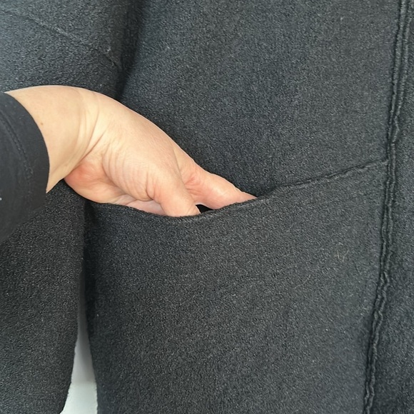 HALOGEN Wool Viscose Blend Black Zip/Snap Closure Stand Up Collar Coat Size 2XL - Picture 6 of 11